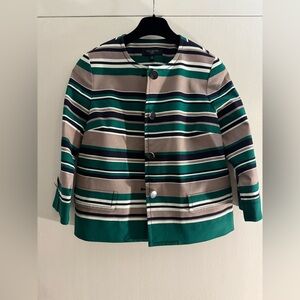 NWT $169 Talbots Striped Jacket Green Beige 6P